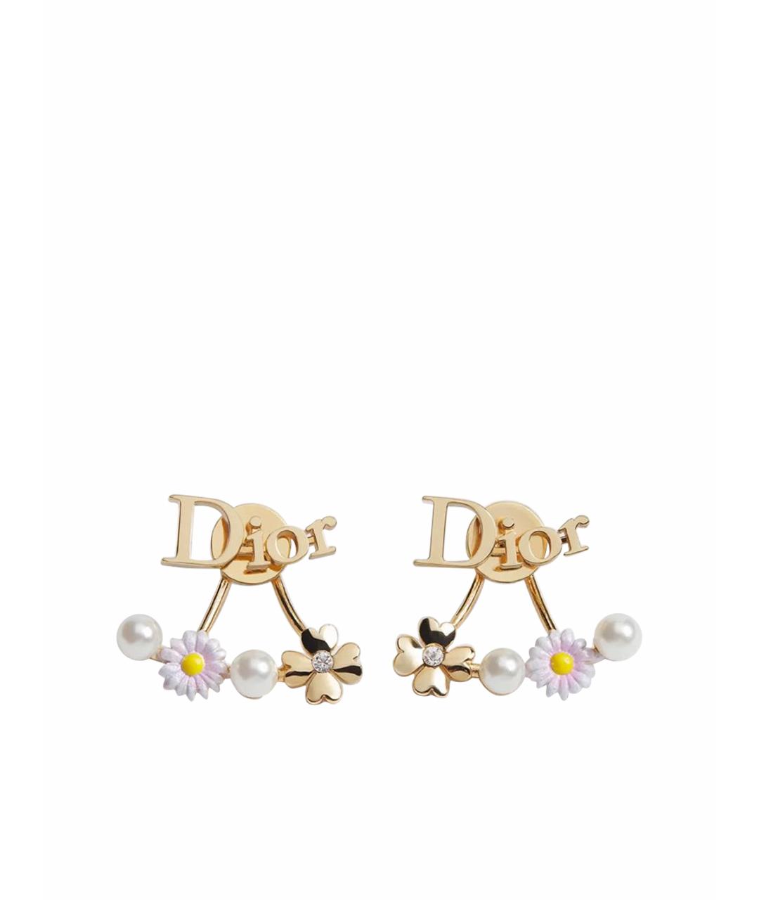 CHRISTIAN DIOR Желтые металлические серьги, фото 1