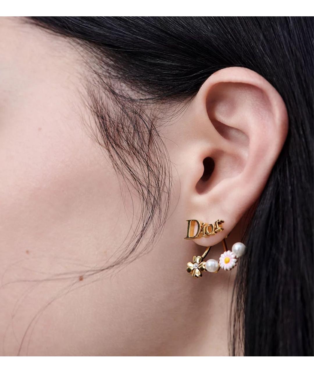 CHRISTIAN DIOR Желтые металлические серьги, фото 2