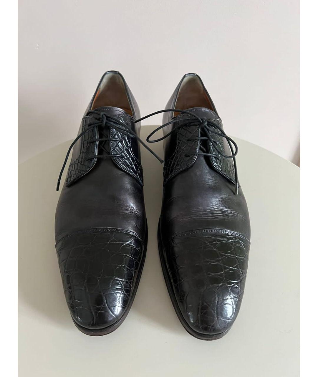 SANTONI Черные кожаные туфли, фото 3