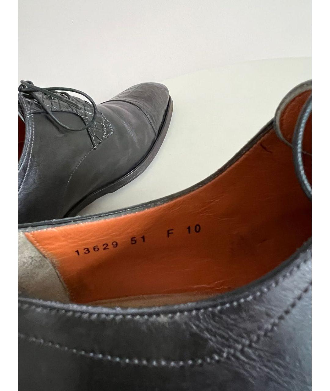 SANTONI Черные кожаные туфли, фото 6