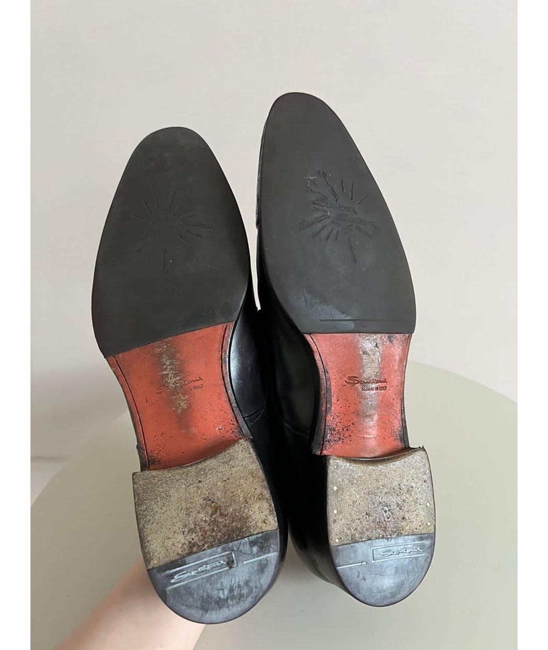 SANTONI Черные кожаные туфли, фото 8