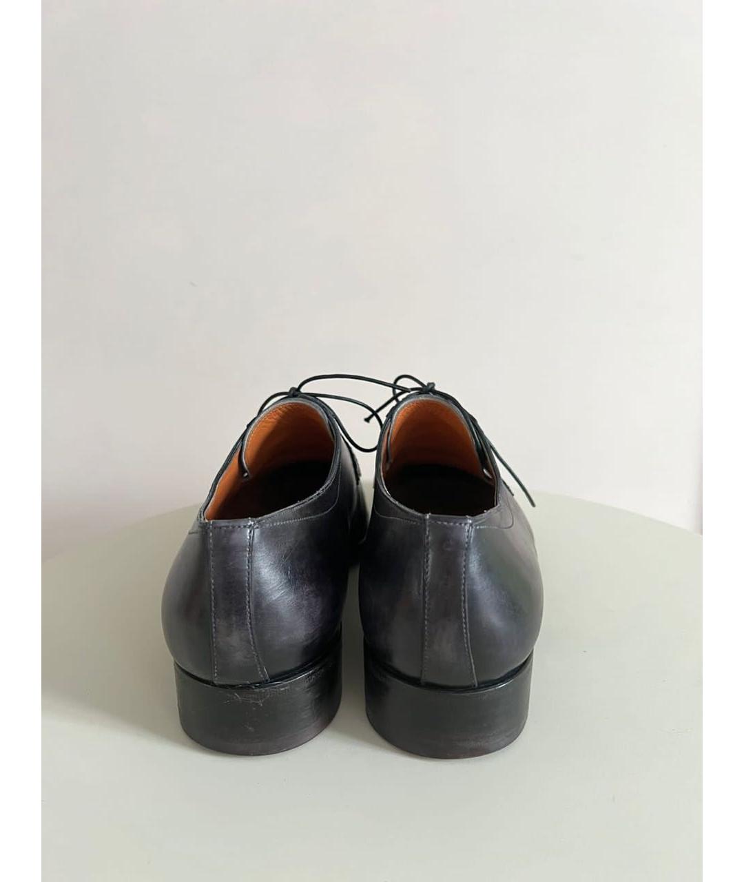 SANTONI Черные кожаные туфли, фото 2