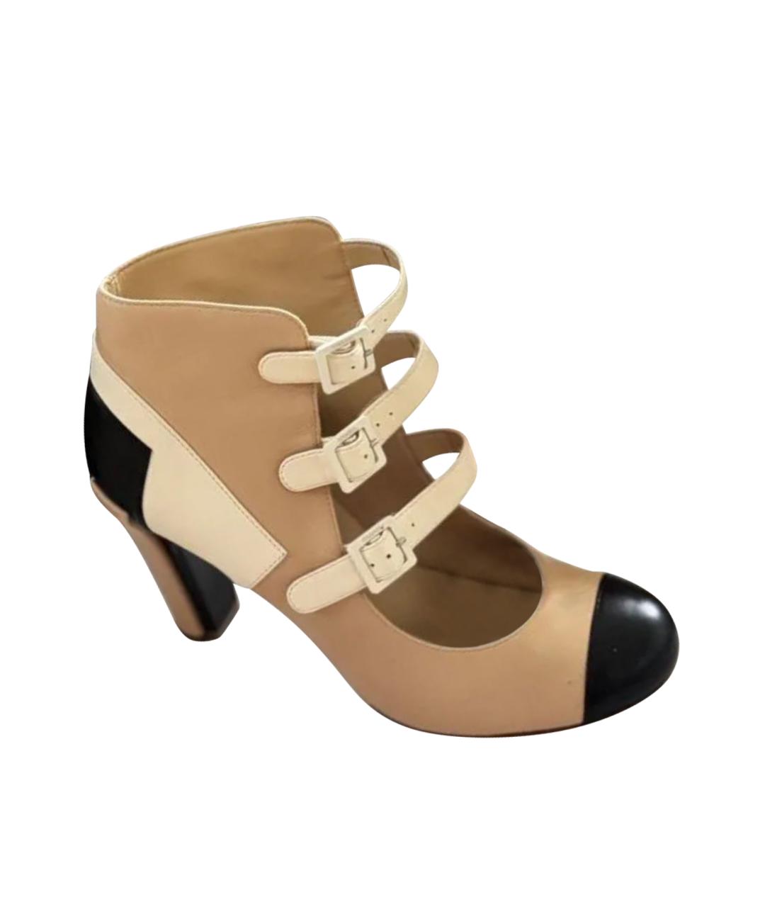 CHANEL Бежевые кожаные туфли, фото 1