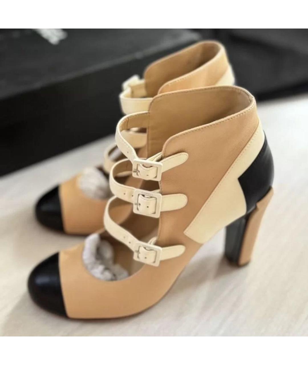 CHANEL Бежевые кожаные туфли, фото 2