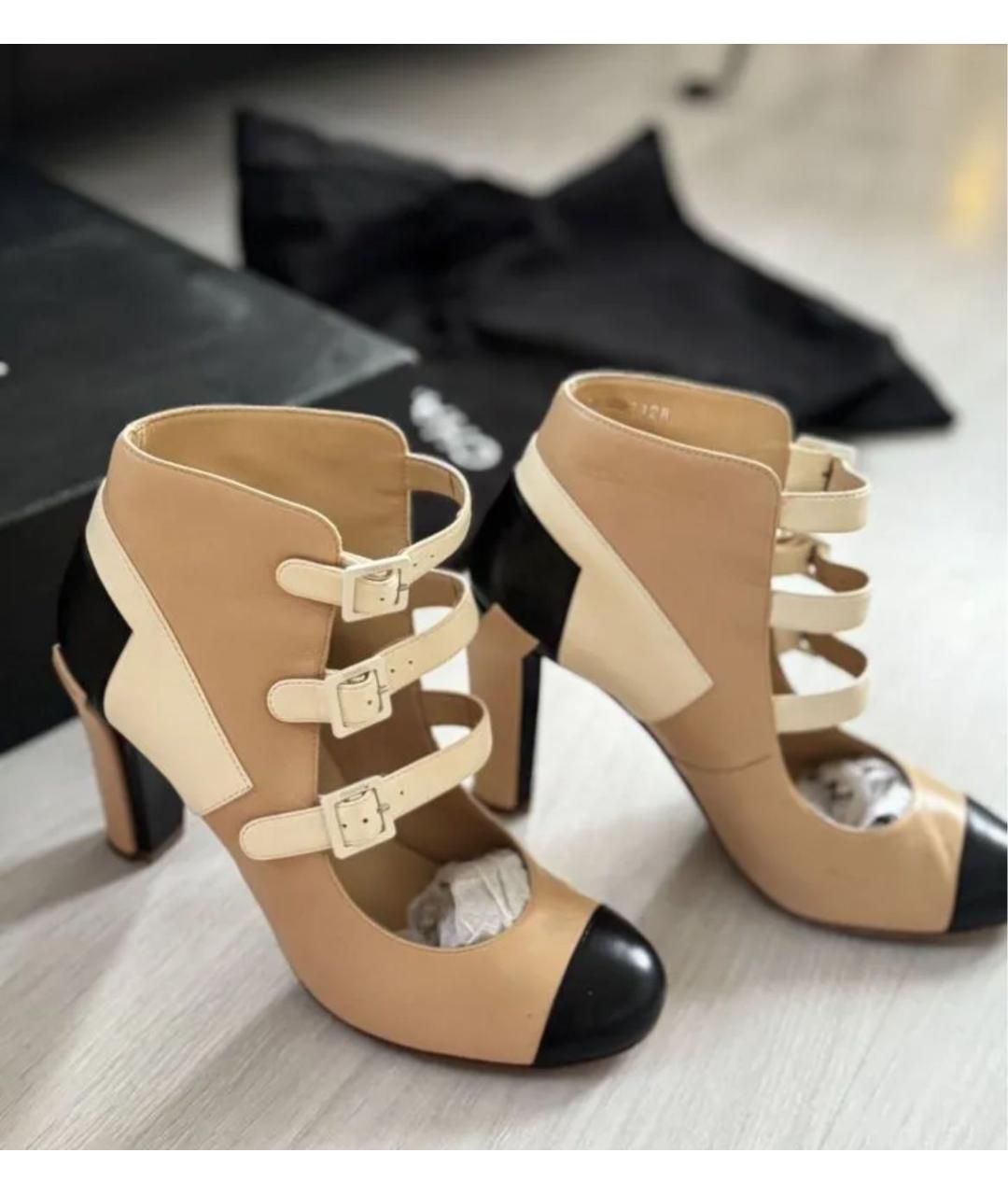 CHANEL Бежевые кожаные туфли, фото 6