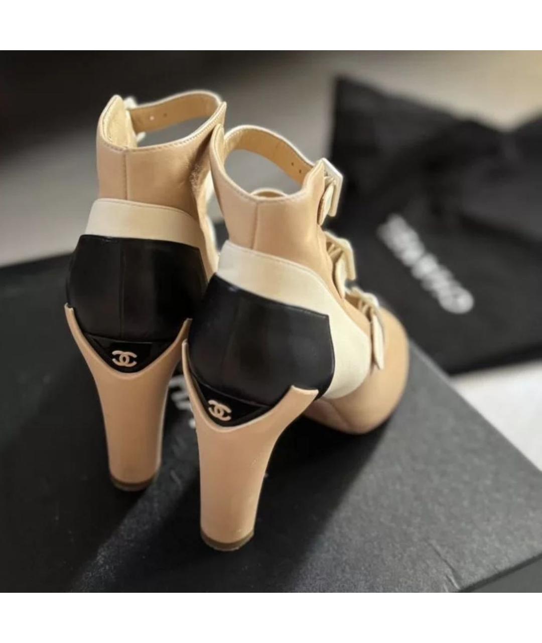 CHANEL Бежевые кожаные туфли, фото 3