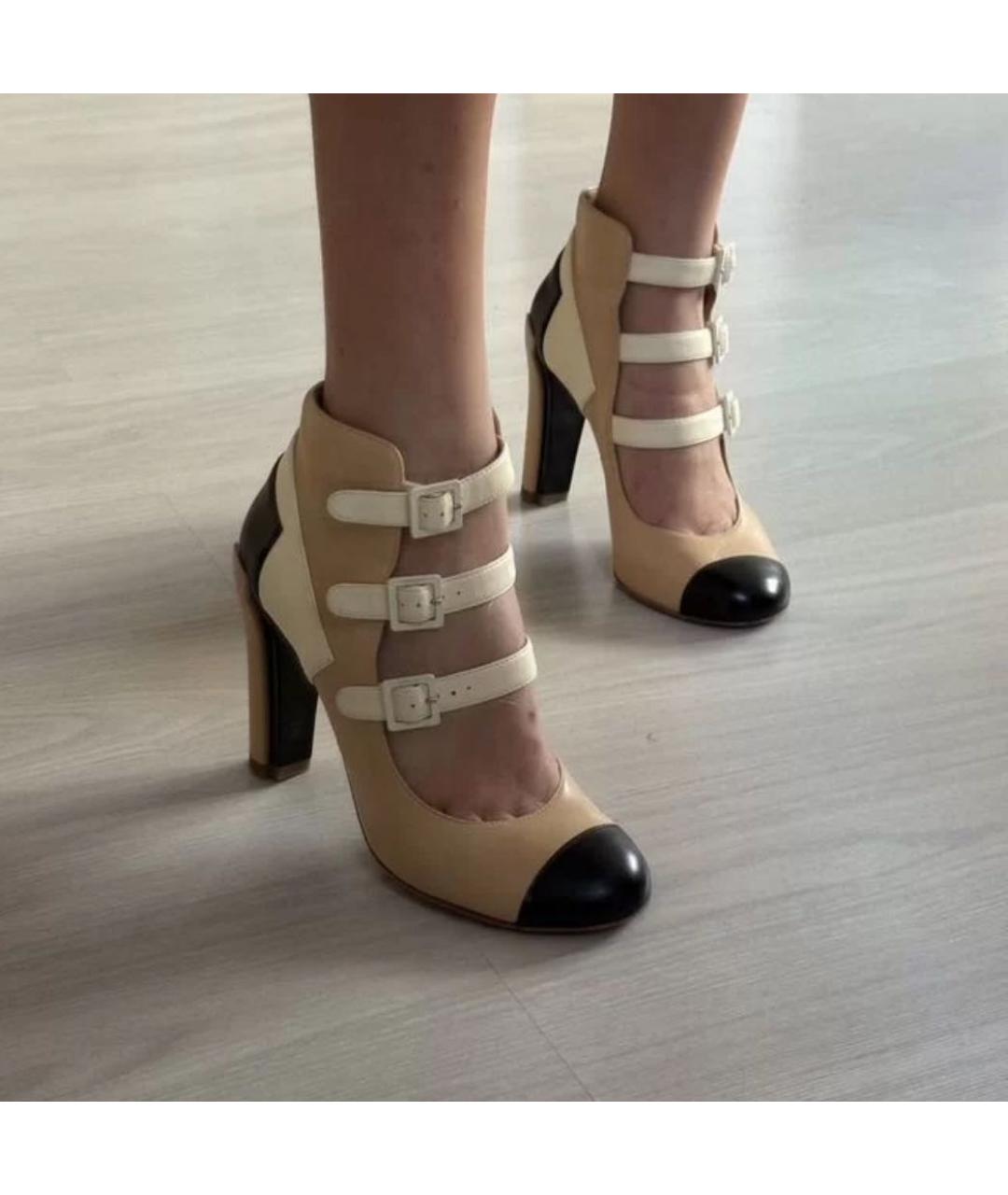 CHANEL Бежевые кожаные туфли, фото 5