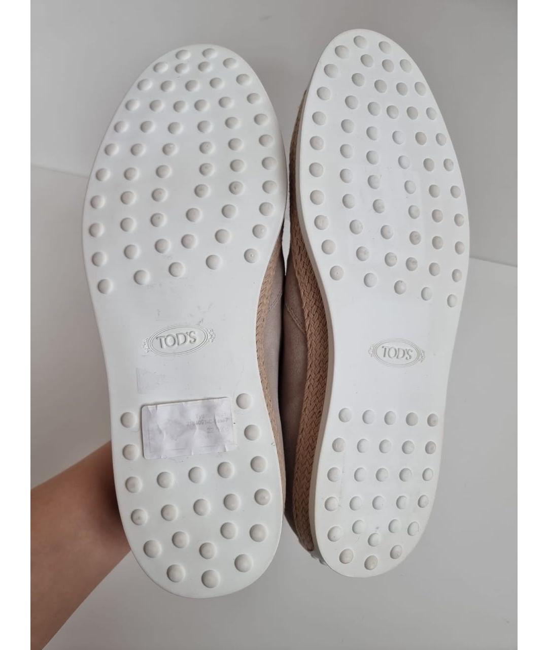 TOD'S Бежевые замшевые высокие кроссовки / кеды, фото 8