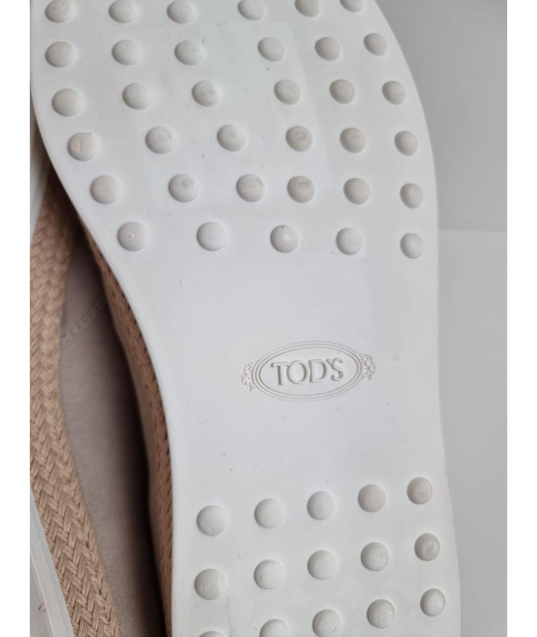 TOD'S Бежевые замшевые высокие кроссовки / кеды, фото 4