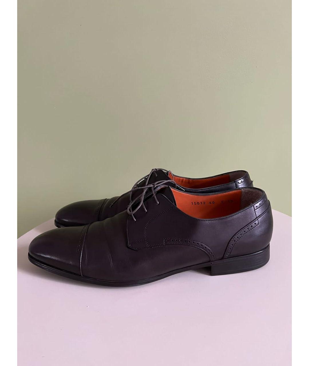 SANTONI Коричневые кожаные туфли, фото 7