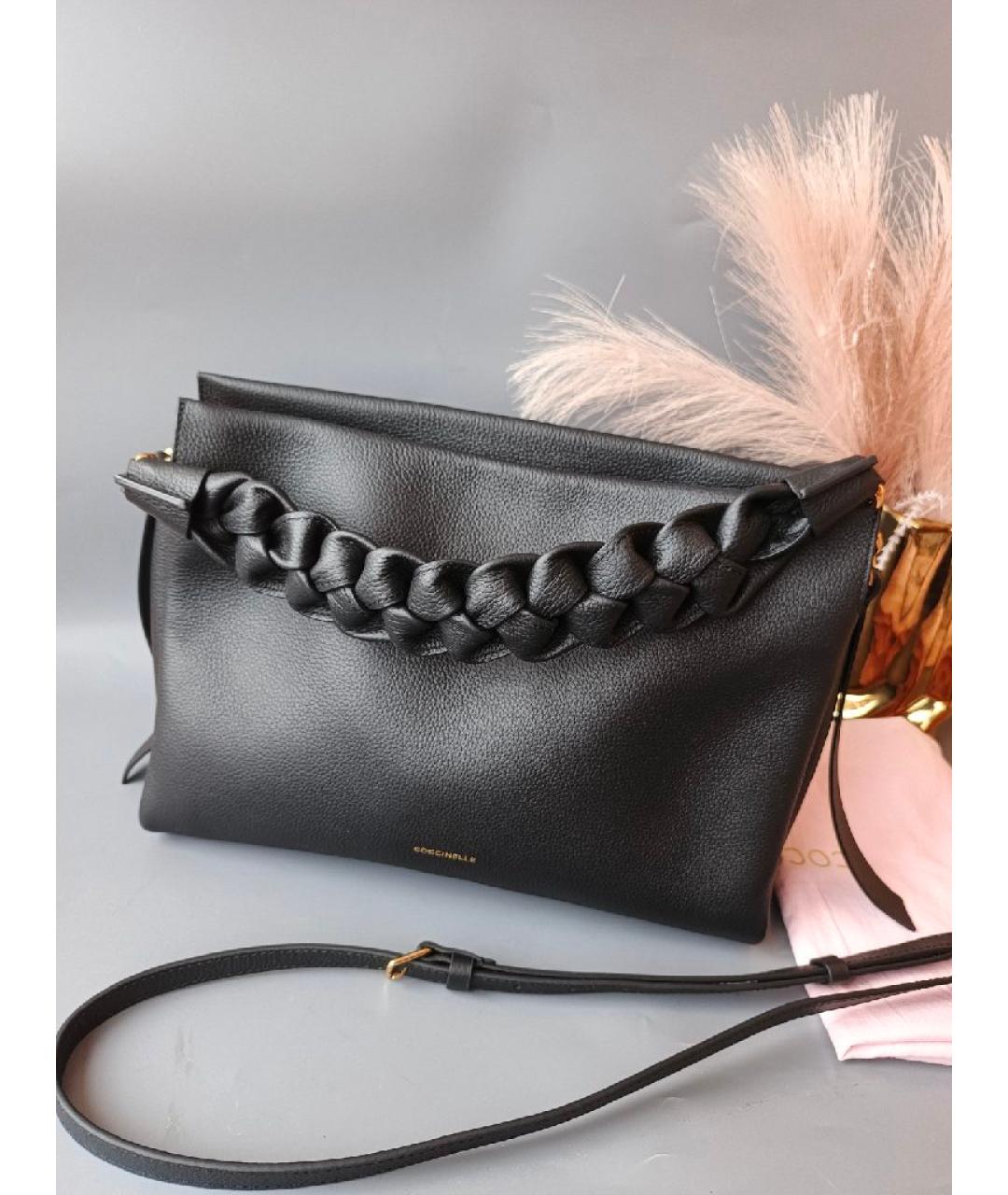 COCCINELLE Черная кожаная сумка с короткими ручками, фото 8