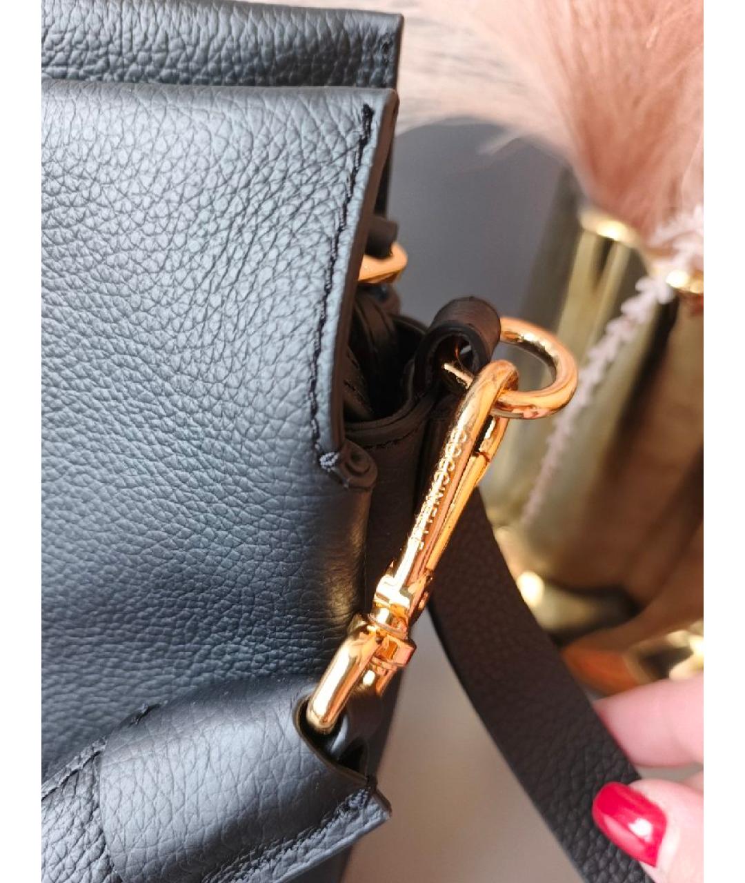 COCCINELLE Черная кожаная сумка с короткими ручками, фото 4