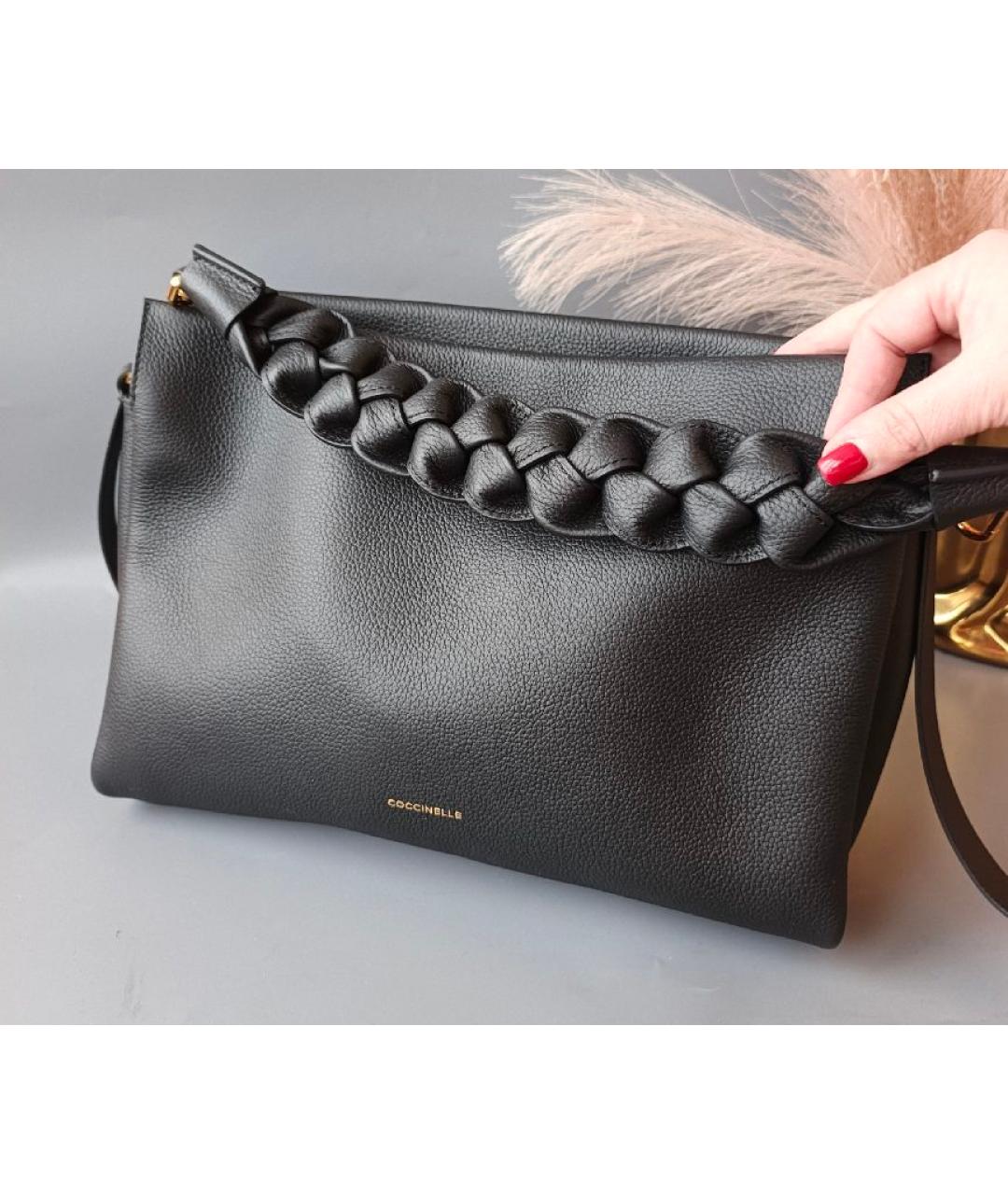 COCCINELLE Черная кожаная сумка с короткими ручками, фото 2