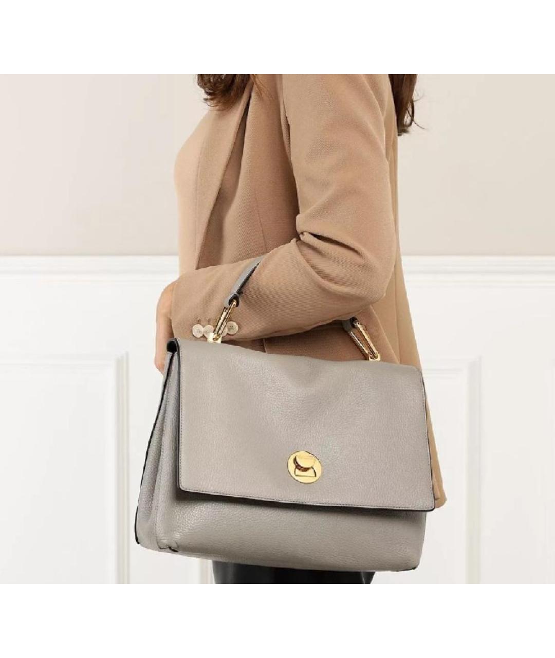 COCCINELLE Антрацитовая кожаная сумка через плечо, фото 7