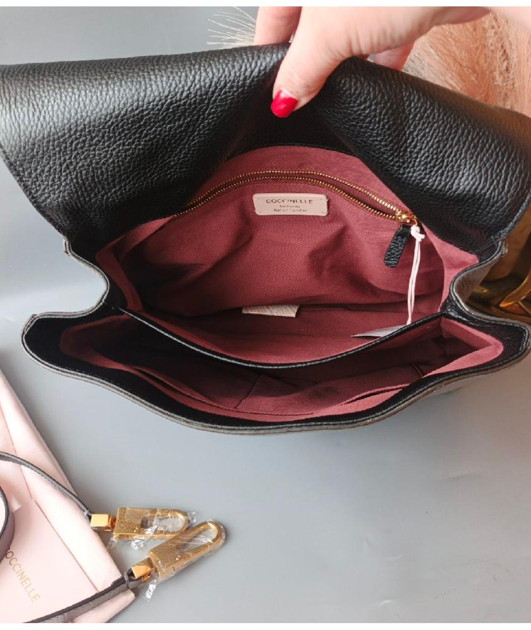 COCCINELLE Антрацитовая кожаная сумка через плечо, фото 3