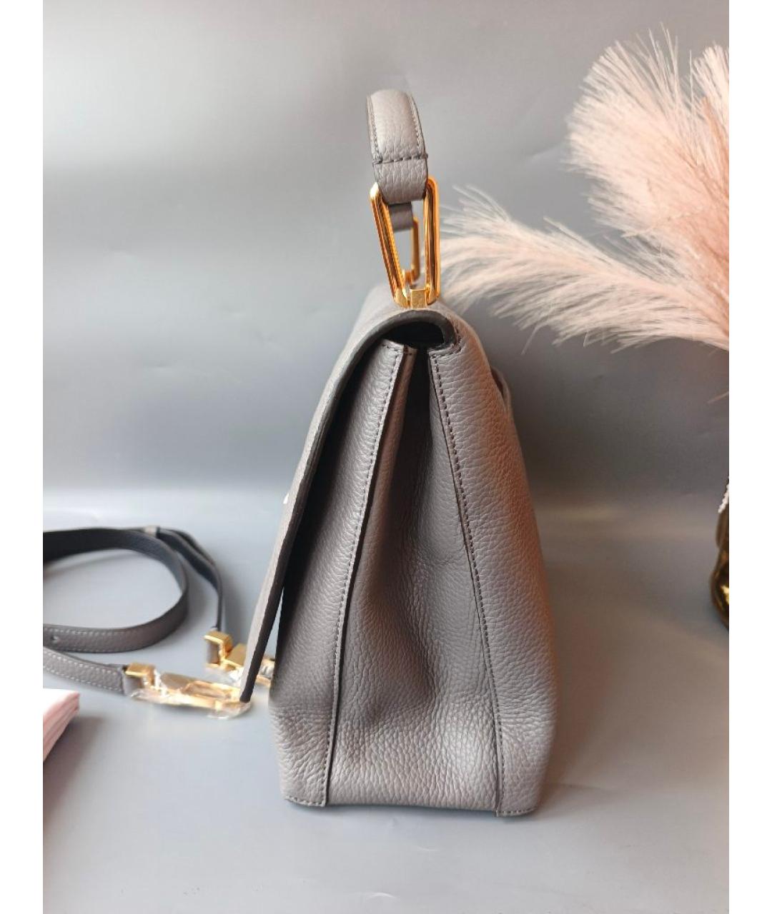 COCCINELLE Антрацитовая кожаная сумка через плечо, фото 2