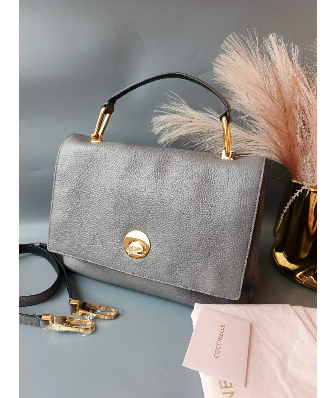 COCCINELLE Антрацитовая кожаная сумка через плечо, фото 8