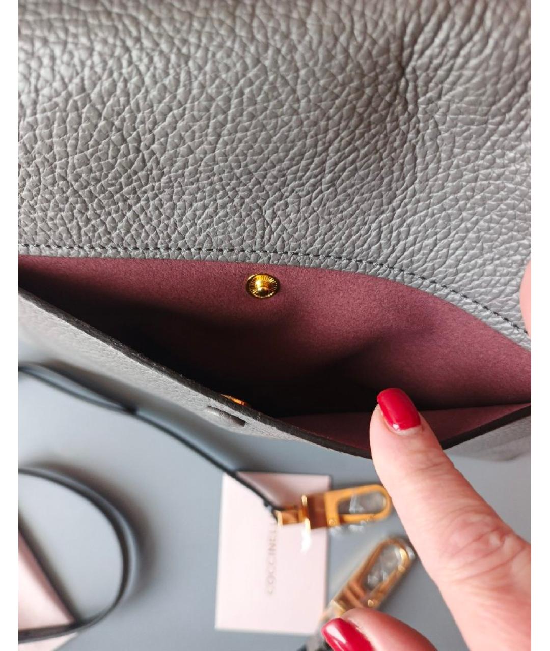 COCCINELLE Антрацитовая кожаная сумка через плечо, фото 5