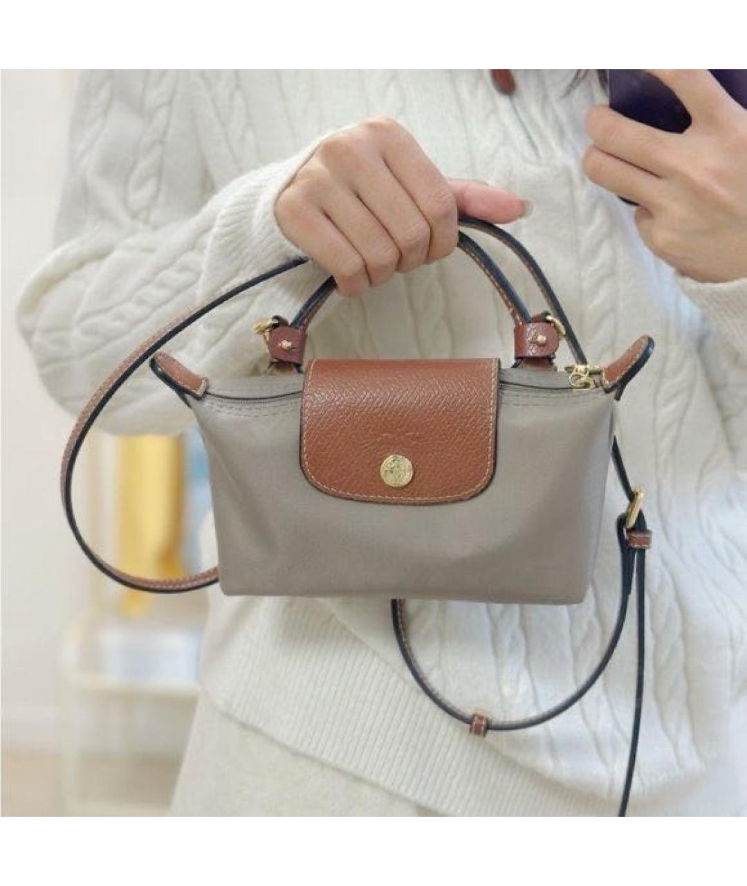 LONGCHAMP Серая сумка с короткими ручками, фото 4