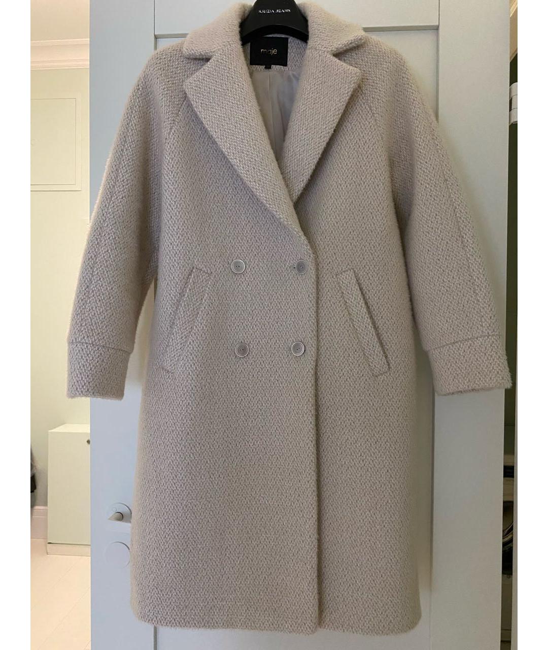 MAJE Бежевое синтетическое пальто, фото 8