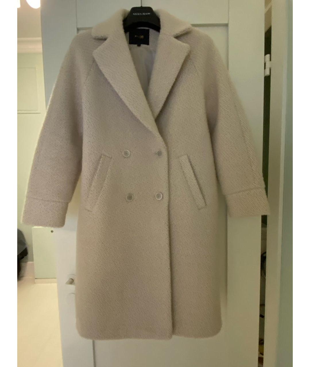 MAJE Бежевое синтетическое пальто, фото 7