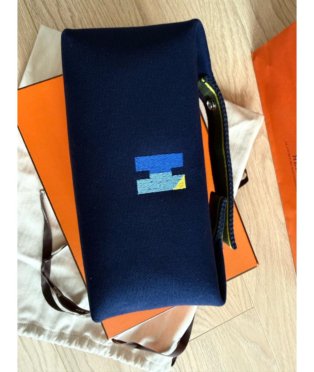 HERMES Синяя хлопковая косметичка, фото 2
