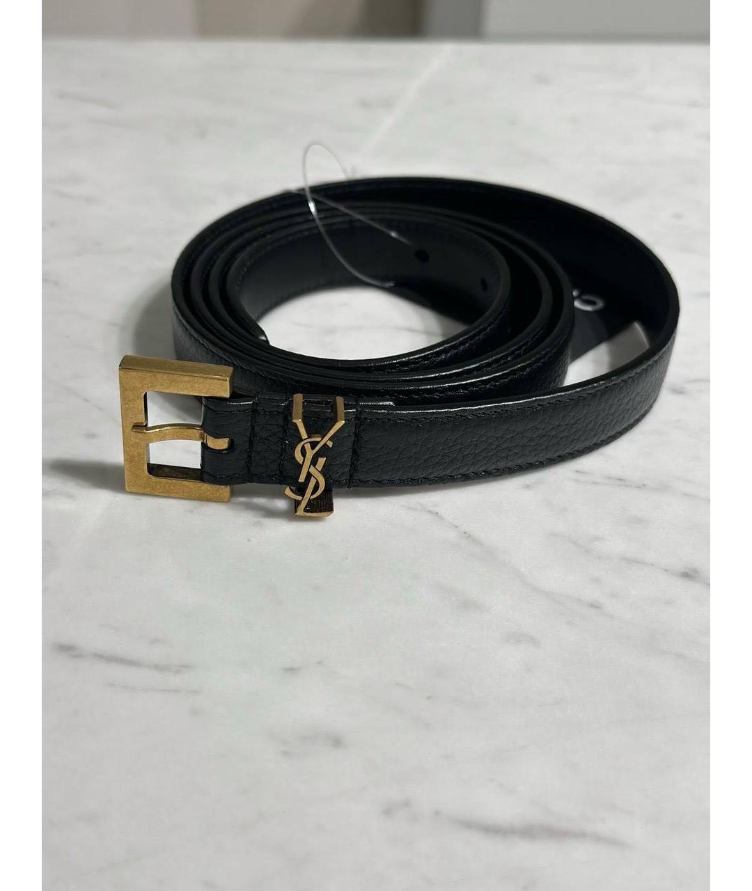 SAINT LAURENT Черный кожаный ремень, фото 2