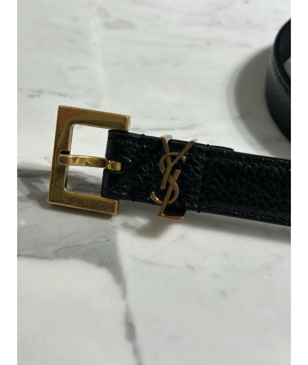 SAINT LAURENT Черный кожаный ремень, фото 3