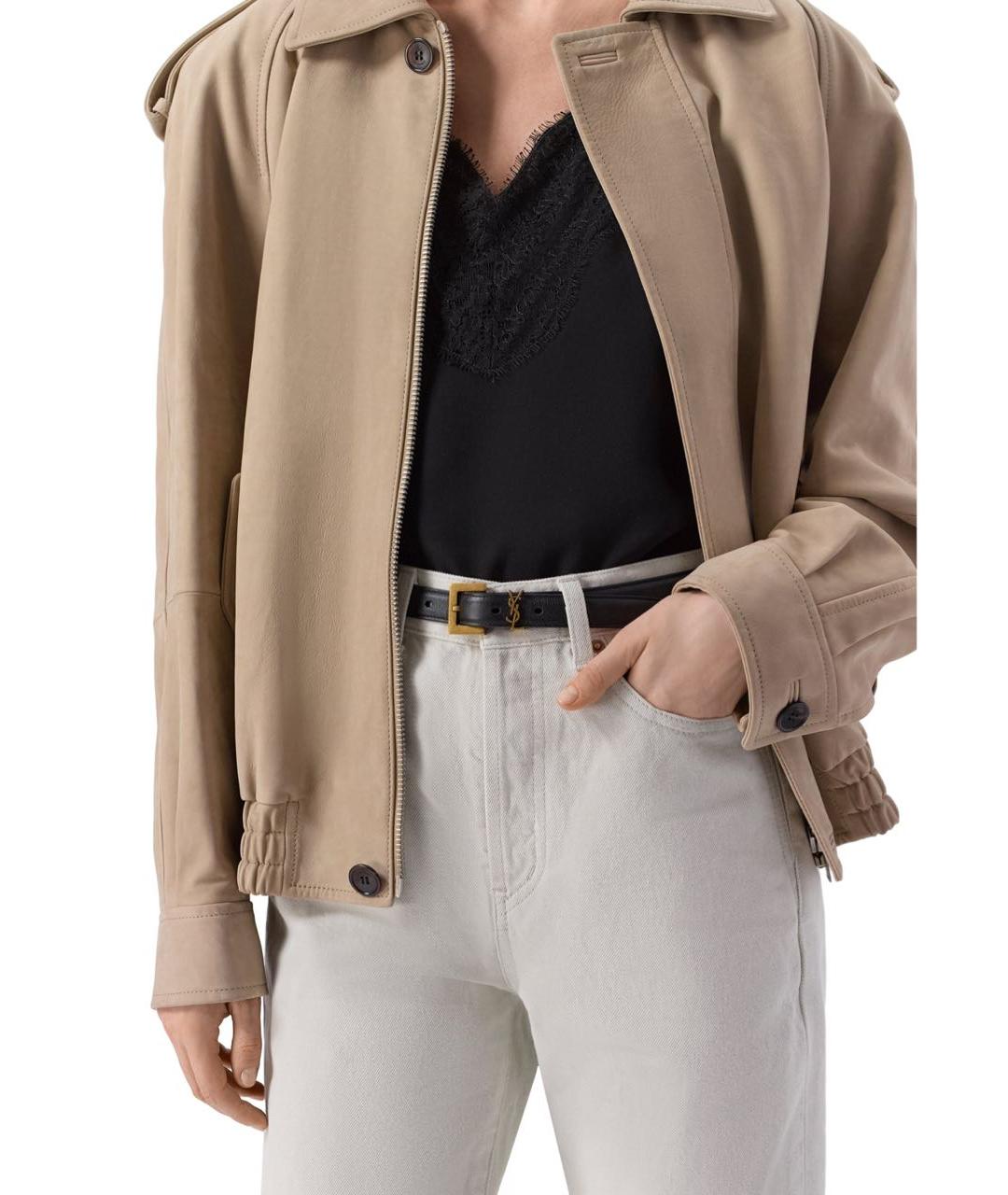 SAINT LAURENT Черный кожаный ремень, фото 5