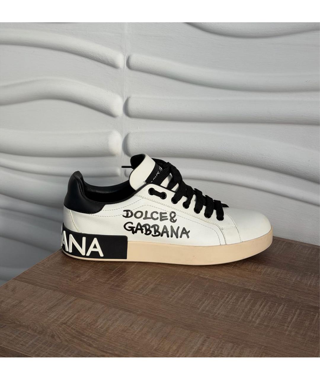 DOLCE&GABBANA Белые кожаные кроссовки, фото 9
