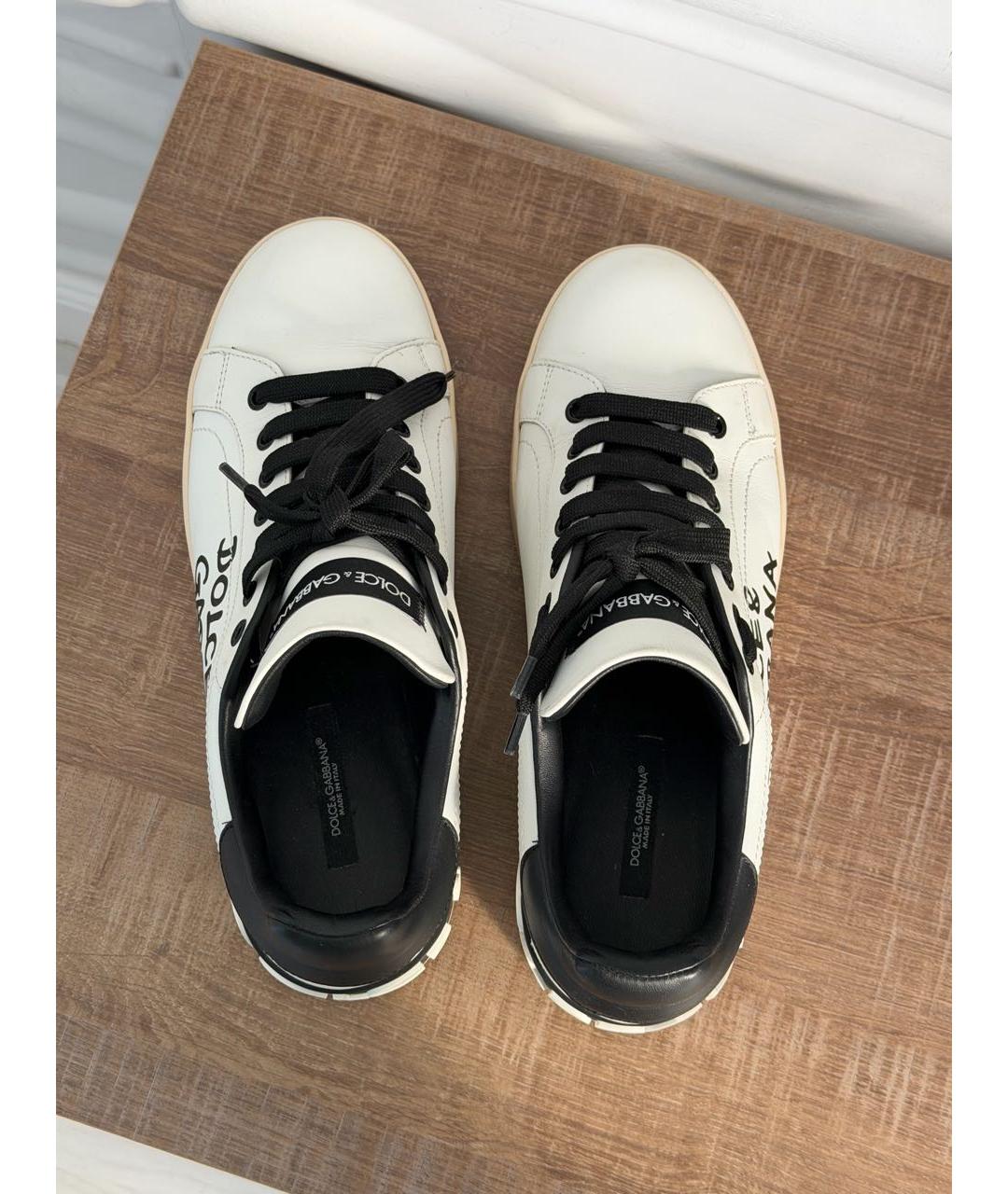 DOLCE&GABBANA Белые кожаные кроссовки, фото 3
