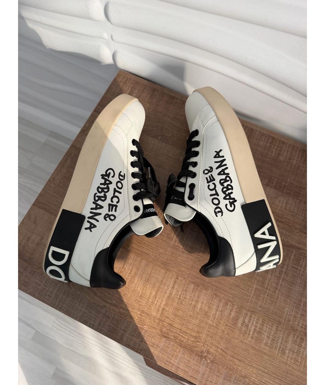 DOLCE&GABBANA Белые кожаные кроссовки, фото 8