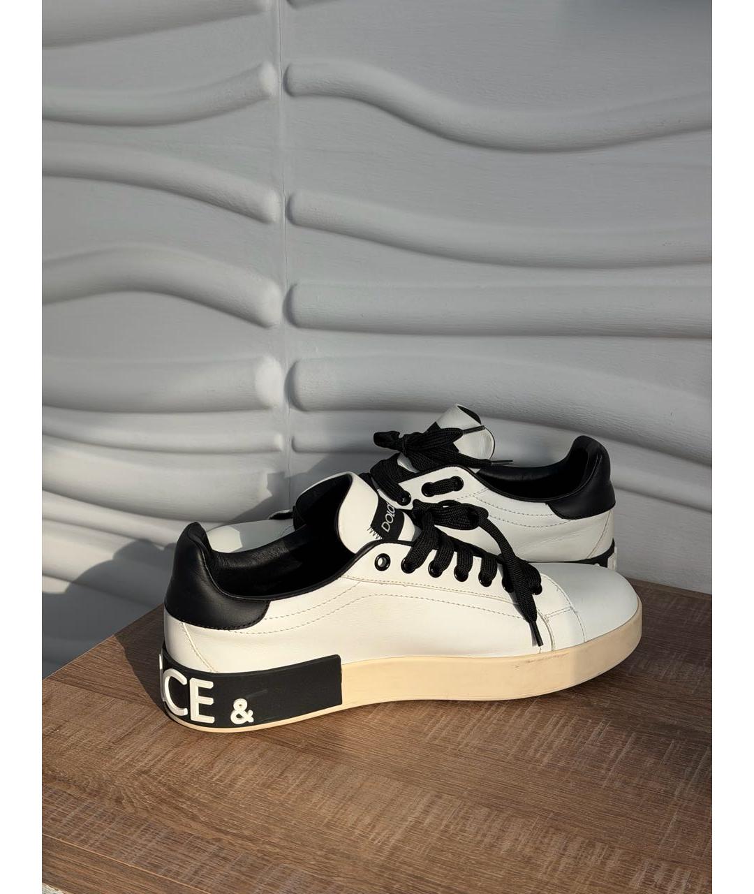 DOLCE&GABBANA Белые кожаные кроссовки, фото 7