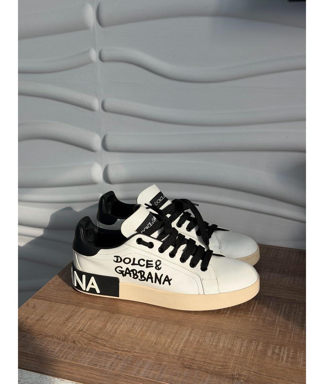 DOLCE&GABBANA Белые кожаные кроссовки, фото 5