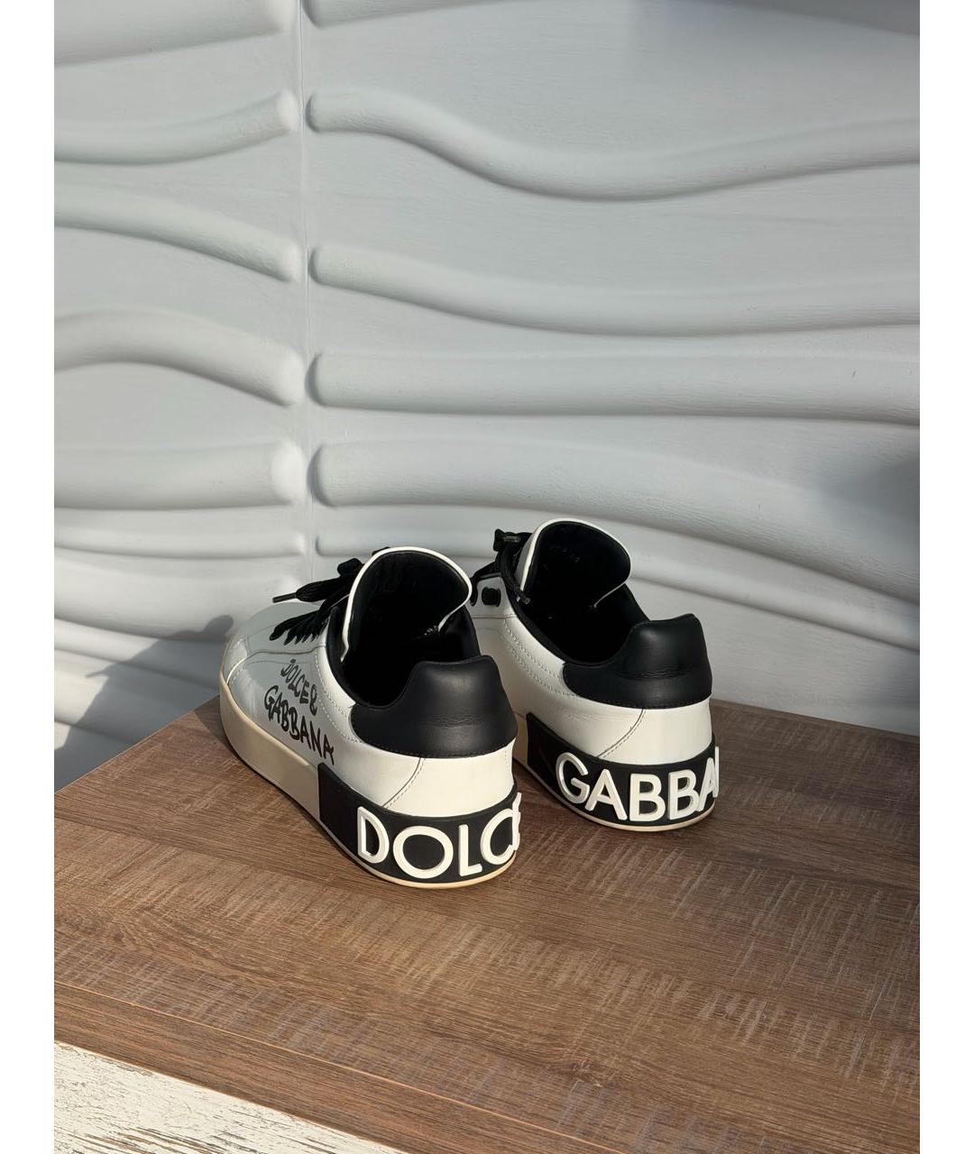 DOLCE&GABBANA Белые кожаные кроссовки, фото 4