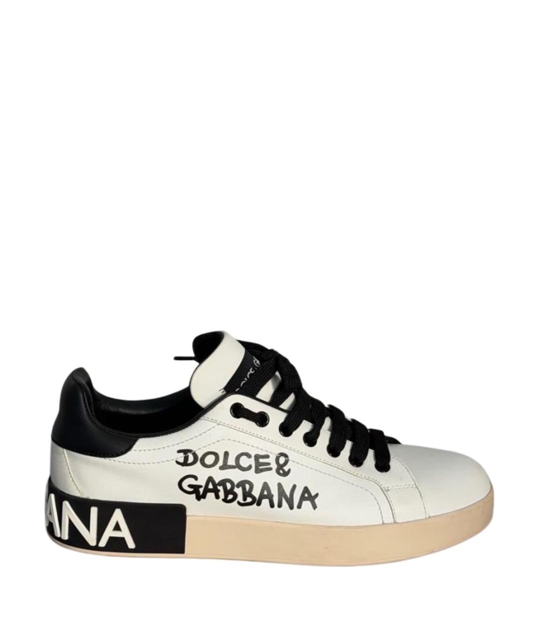 DOLCE&GABBANA Белые кожаные кроссовки, фото 1