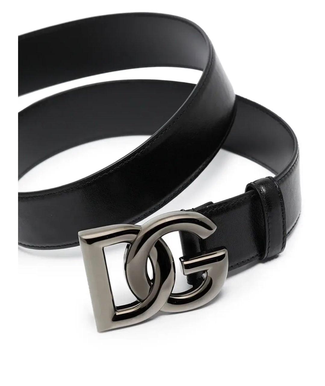 DOLCE&GABBANA Черный кожаный ремень, фото 4