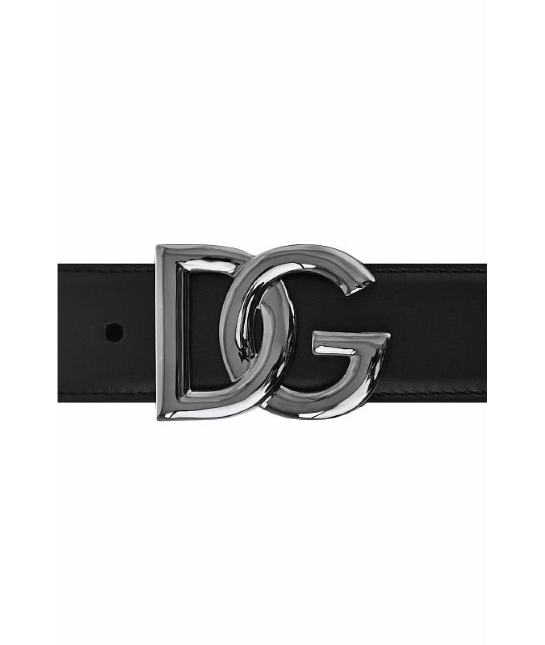 DOLCE&GABBANA Черный кожаный ремень, фото 5