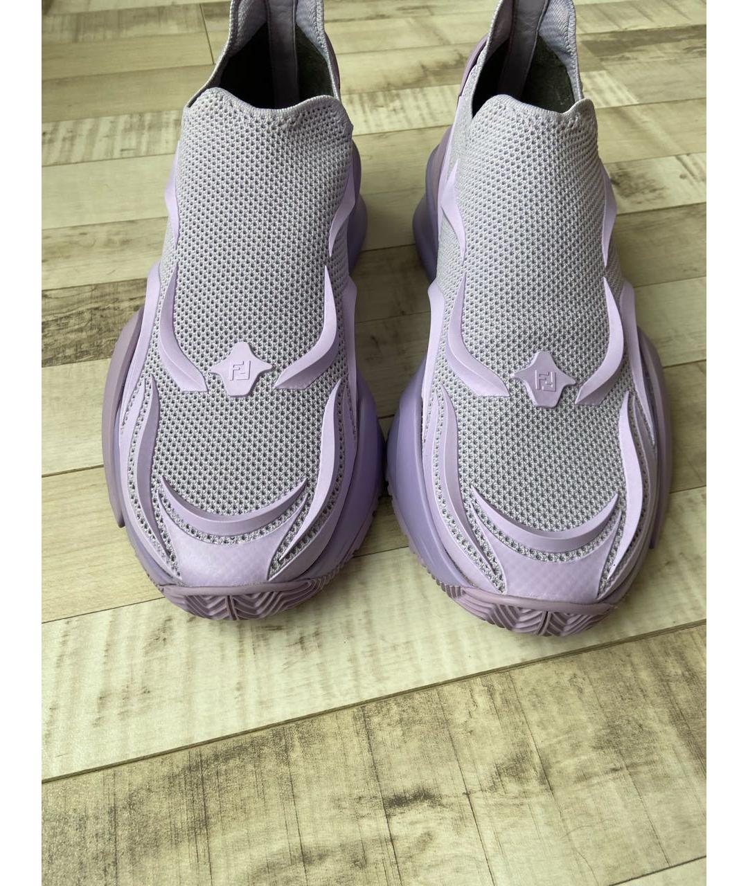 FENDI Фиолетовые синтетические низкие кроссовки / кеды, фото 2
