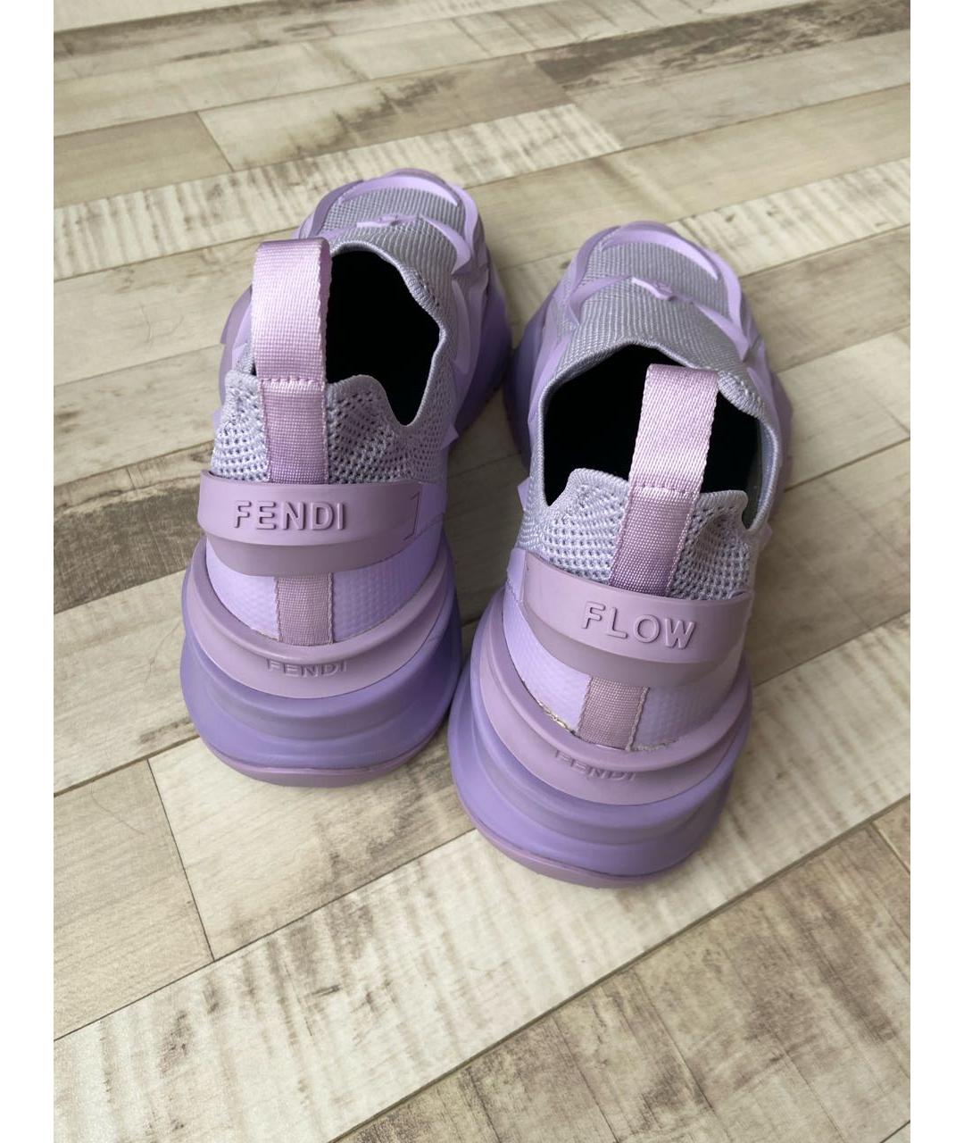 FENDI Фиолетовые синтетические низкие кроссовки / кеды, фото 3