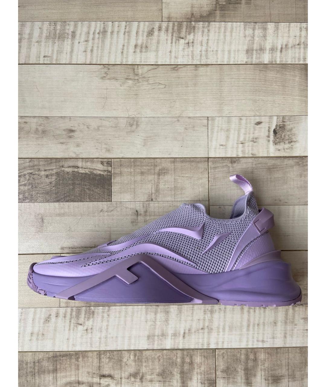 FENDI Фиолетовые синтетические низкие кроссовки / кеды, фото 6