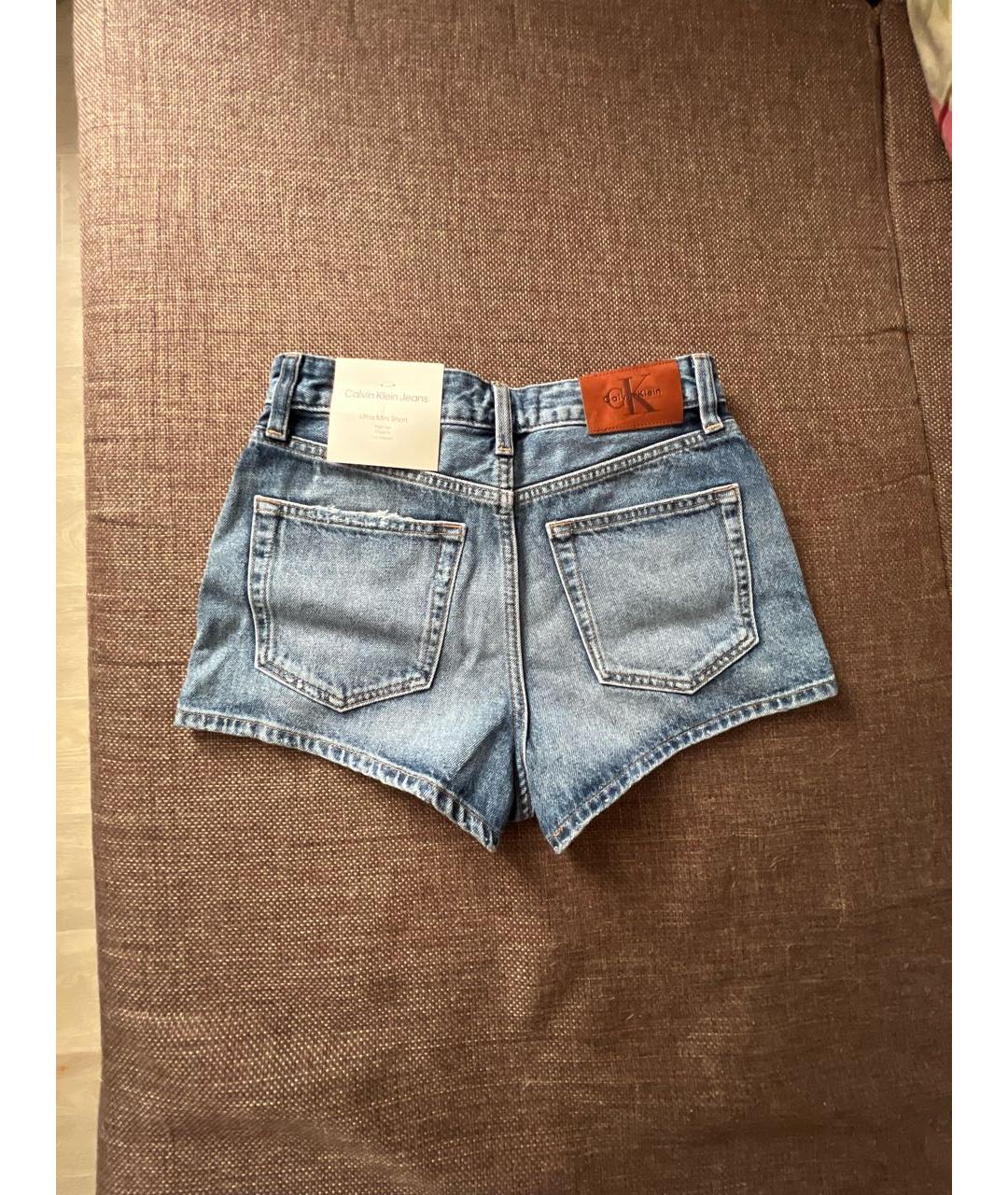 CALVIN KLEIN Синие деним шорты, фото 2