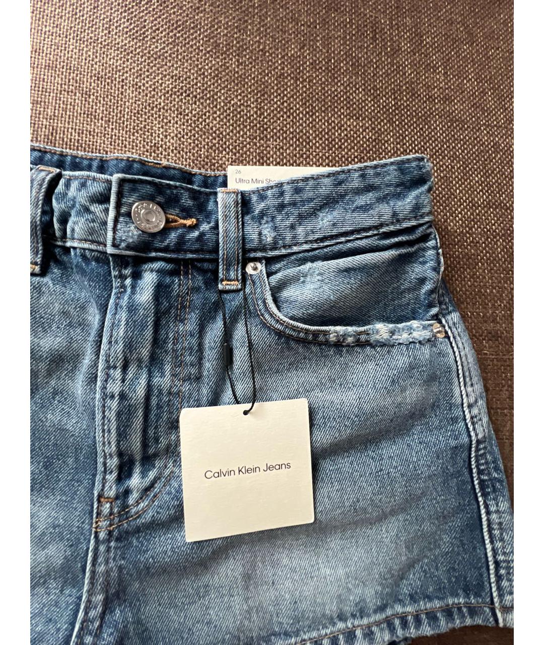 CALVIN KLEIN Синие деним шорты, фото 4