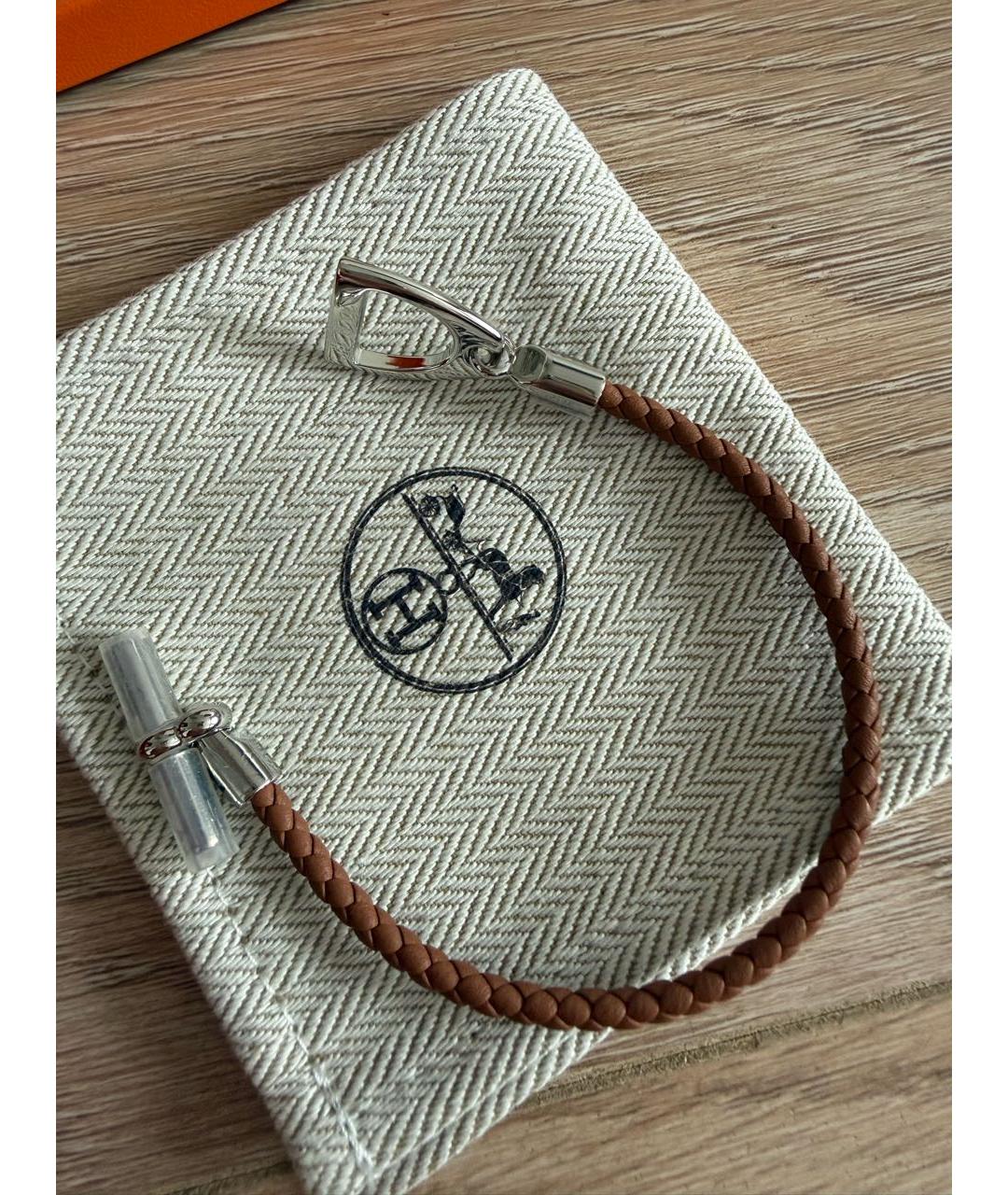 HERMES Коричневый кожаный браслет, фото 2