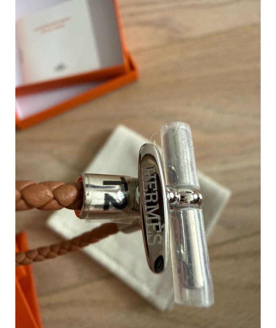 HERMES Коричневый кожаный браслет, фото 3