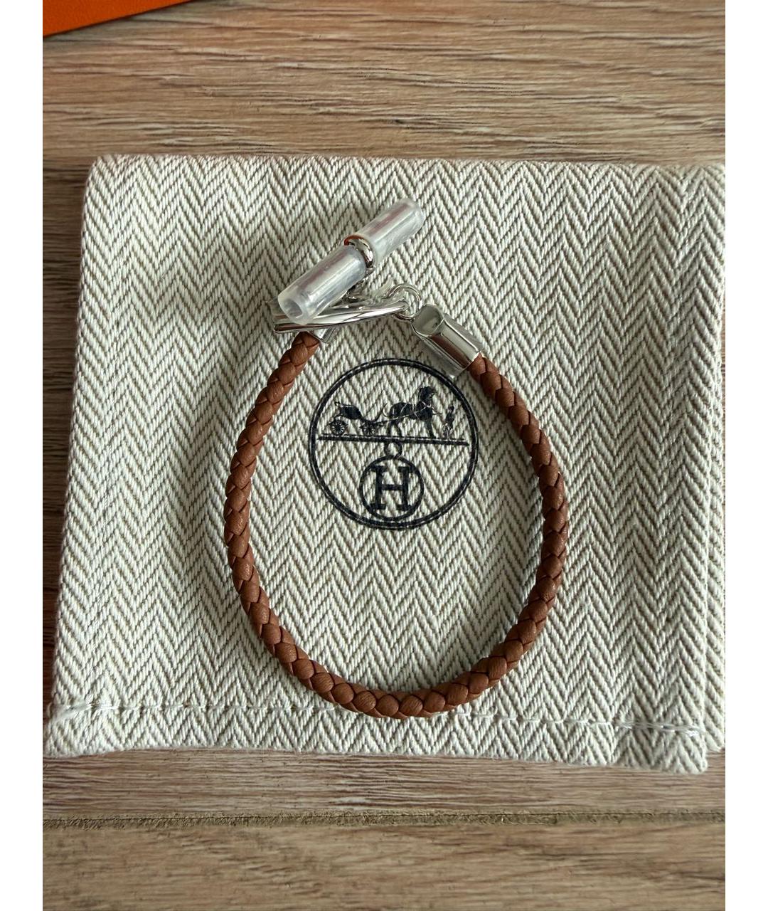 HERMES Коричневый кожаный браслет, фото 5