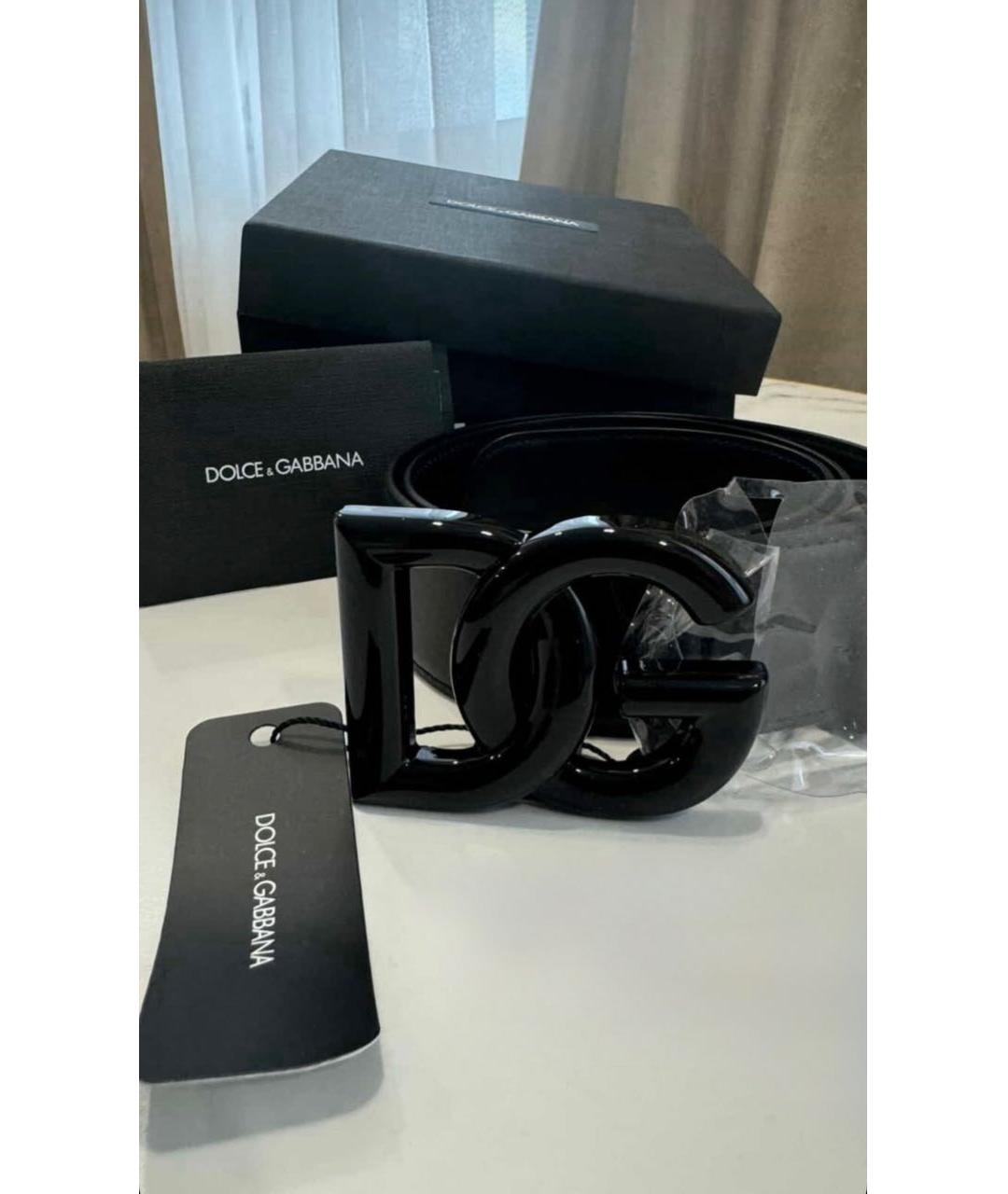 DOLCE&GABBANA Черный кожаный ремень, фото 2
