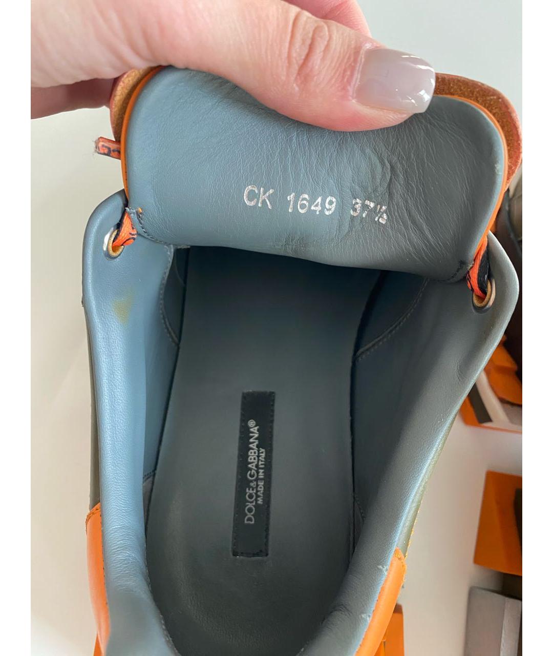 DOLCE&GABBANA Мульти кожаные кроссовки, фото 5