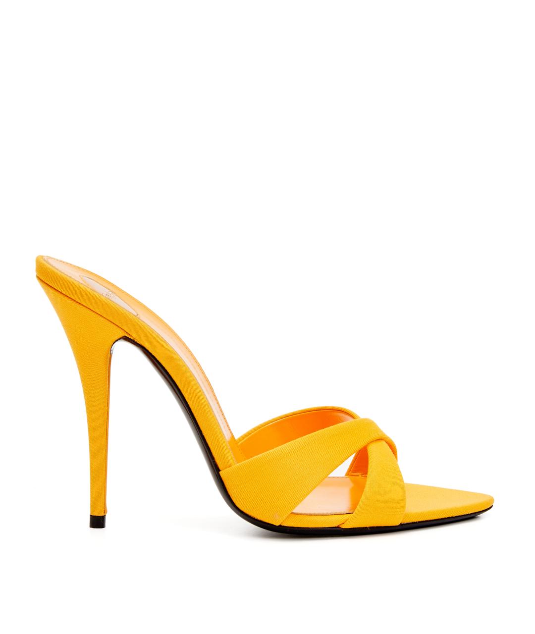 SAINT LAURENT Желтые текстильные босоножки, фото 1