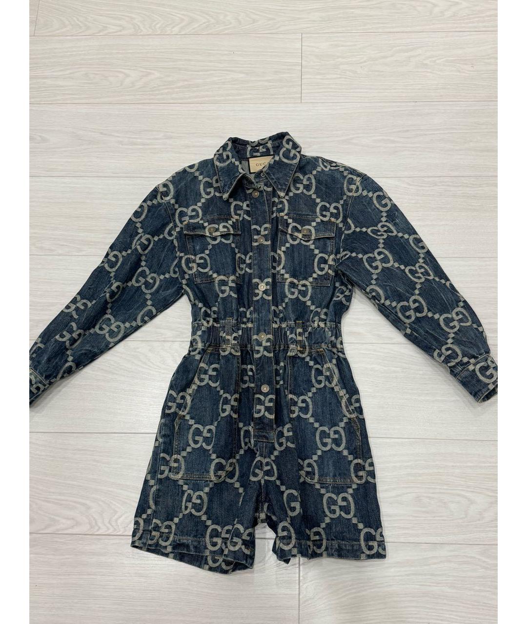 GUCCI Темно-синий деним комбинезон, фото 6